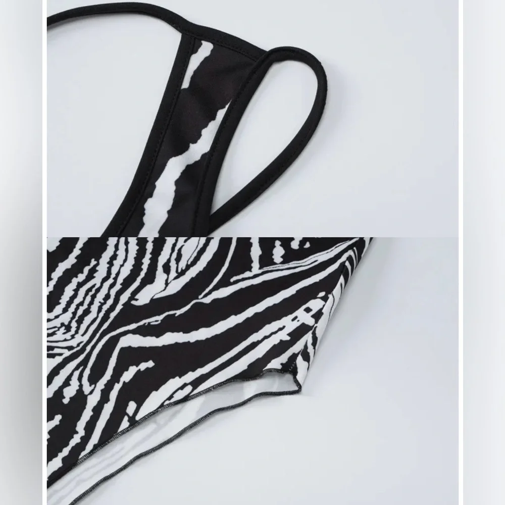 Black & White Side Slit Dress - Picture 8 of 9